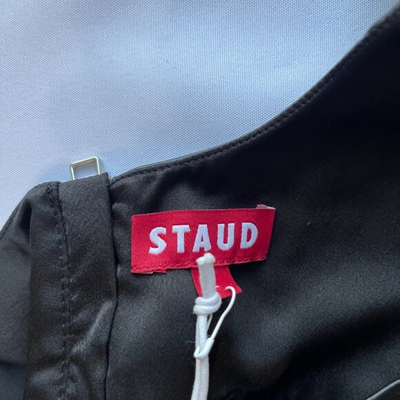 NWT STAUD BLACK CROPPED WELLS FAUX-LEATHER TANK TOP - Picture 2 of 8